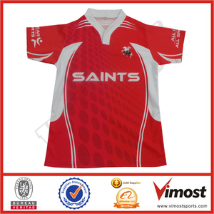 Custom Low Price Half Tight Red Rugby Shirts