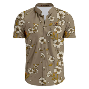 Navy or Brown Base All Flowers Shirts with Full Buttons