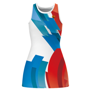Sublimation Team Wear Red And Blue Netball Dress Custom A-line Lycra Netball Wear
